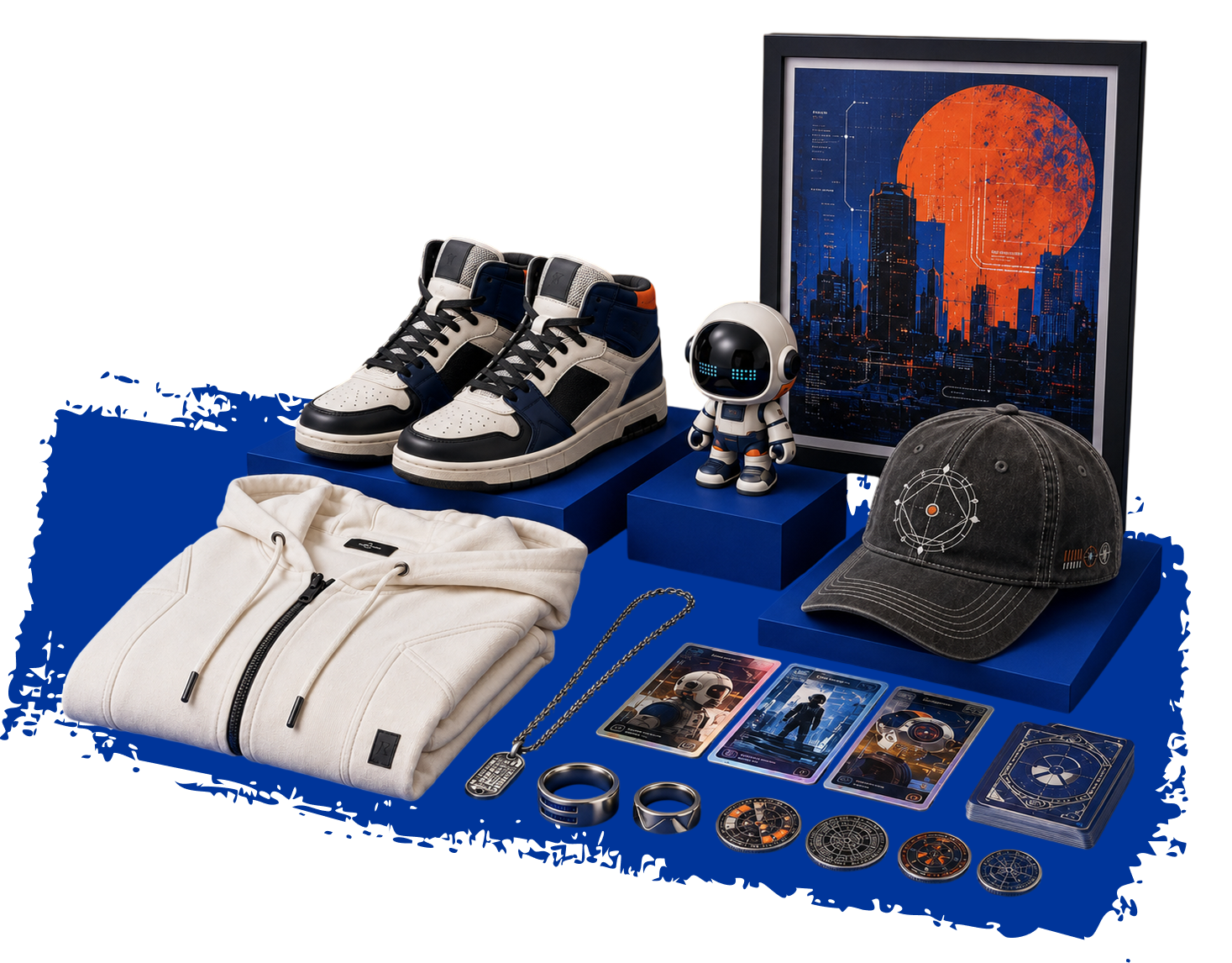 RareRush products including sneakers, apparel, art and accessories